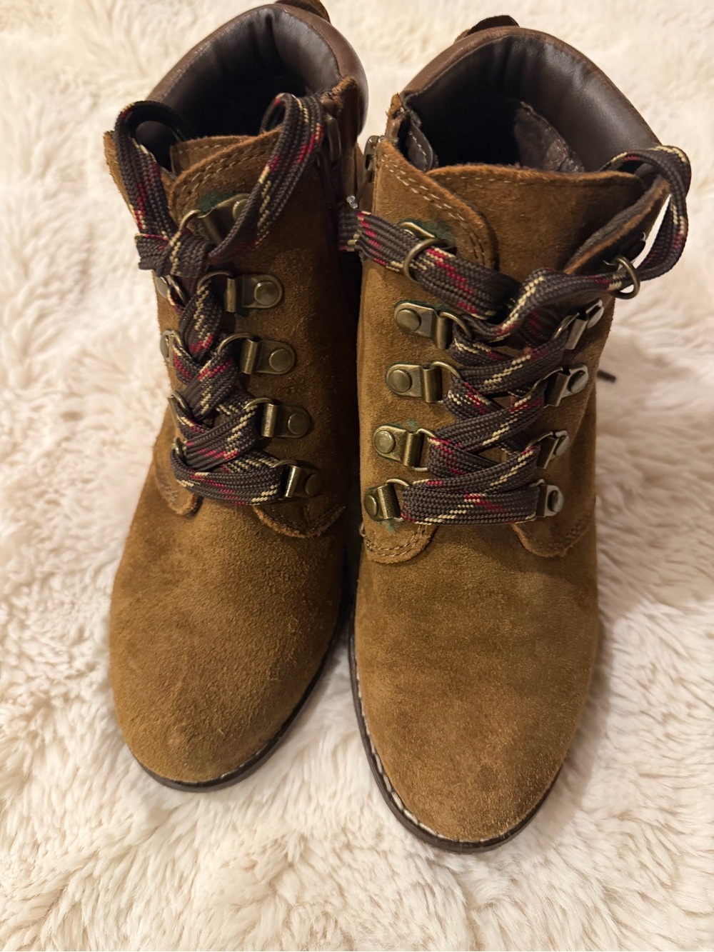 White Mountain Suede Hiker Booties in Chestnut Brown